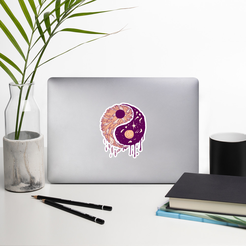 Peach Yin Yang Crystals and Night Sky - Yin Yang Stickers - Image 8