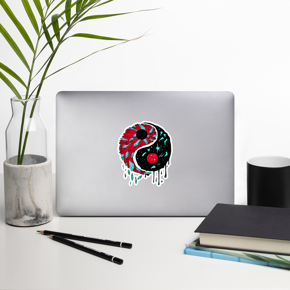 Turquoise Red Yang Crystals and Night Sky - Yin Yang Stickers - Image 8