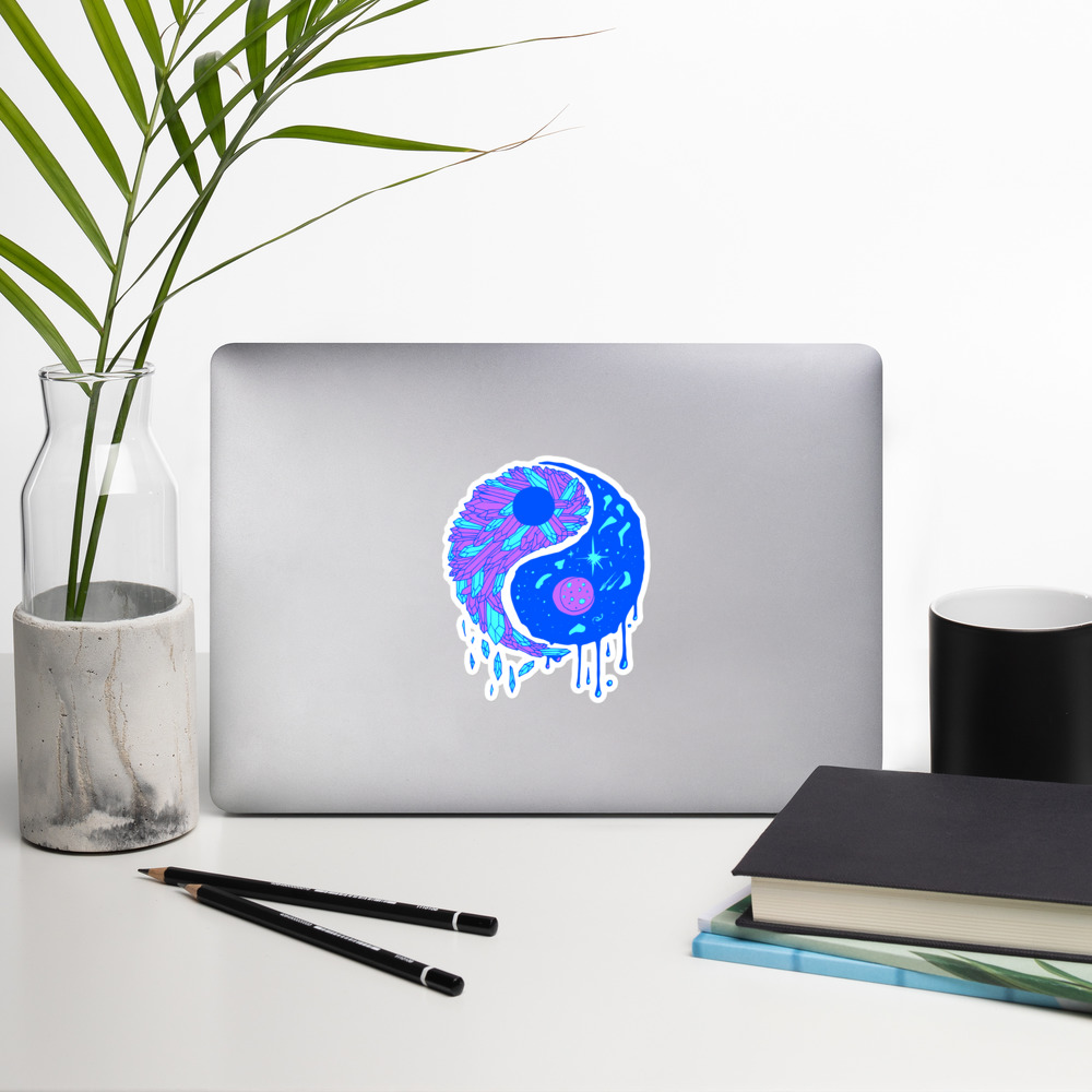 Blue Yin Yang Crystals and Night Sky - Yin Yang Stickers - Image 8