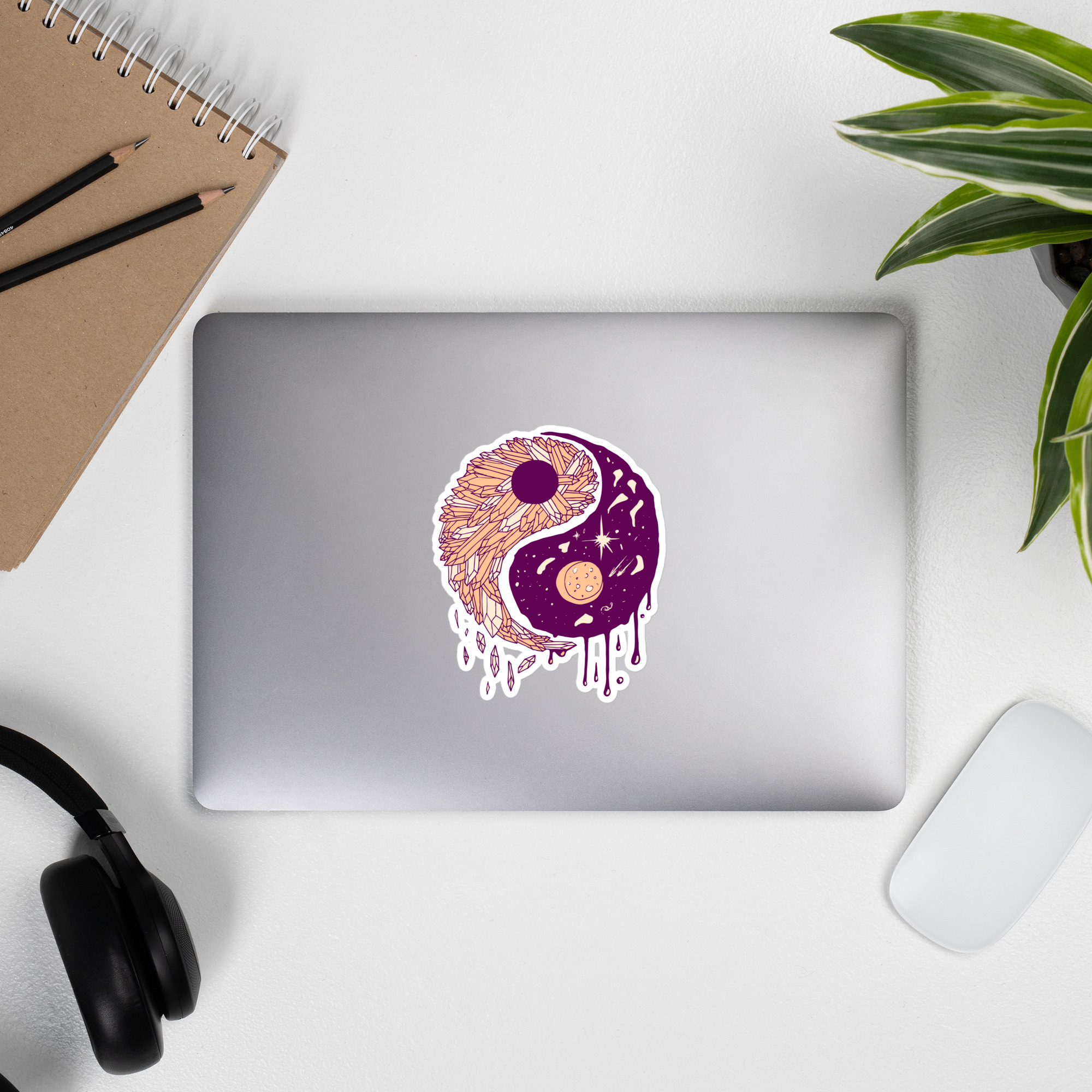 Peach Yin Yang Crystals and Night Sky - Yin Yang Stickers - Image 9