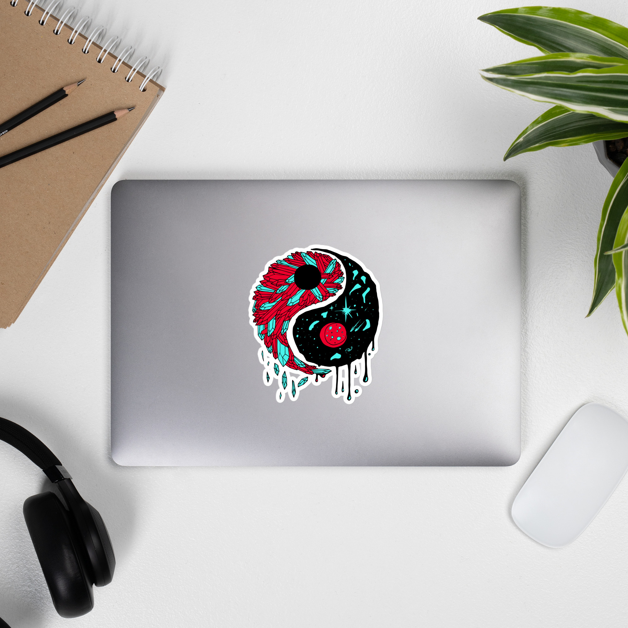Turquoise Red Yang Crystals and Night Sky - Yin Yang Stickers - Image 9