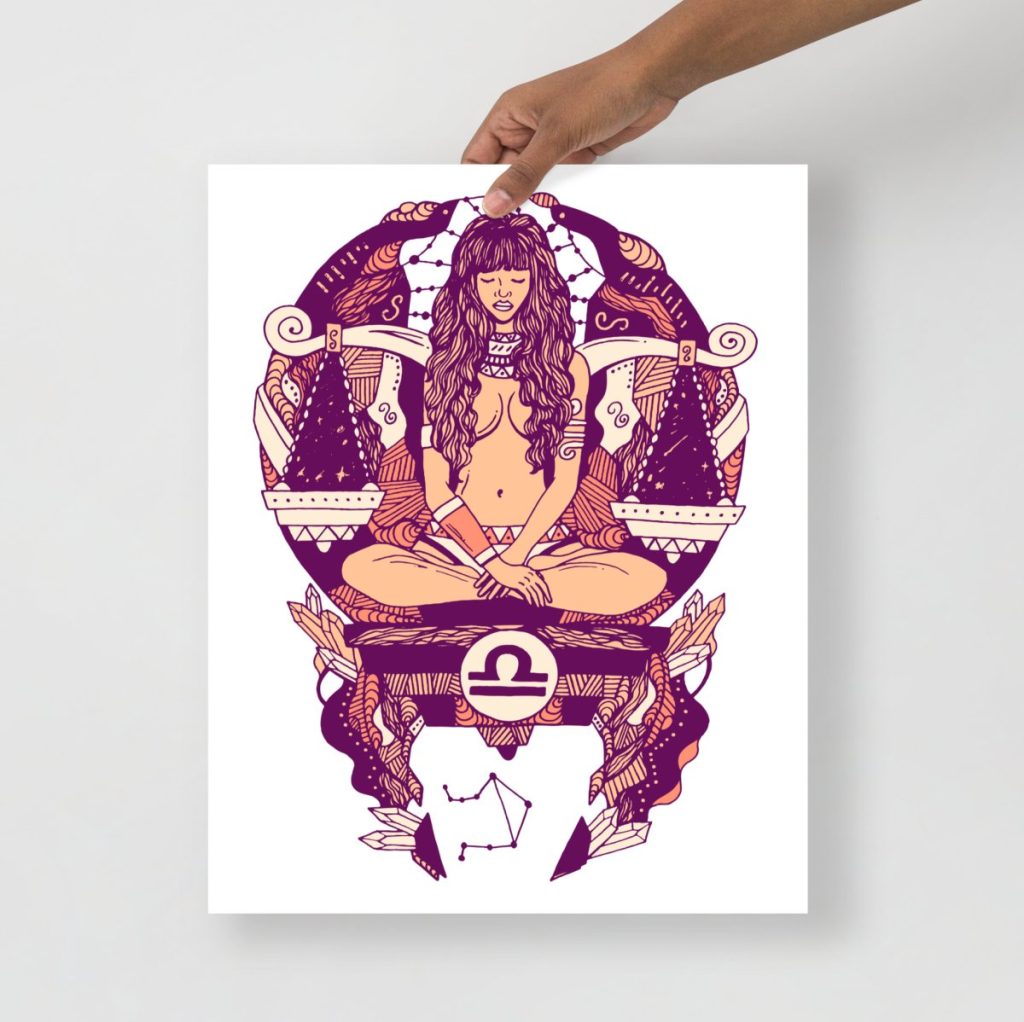 Peach astrology libra zodiac art print warm soft tones for stylish wall decor