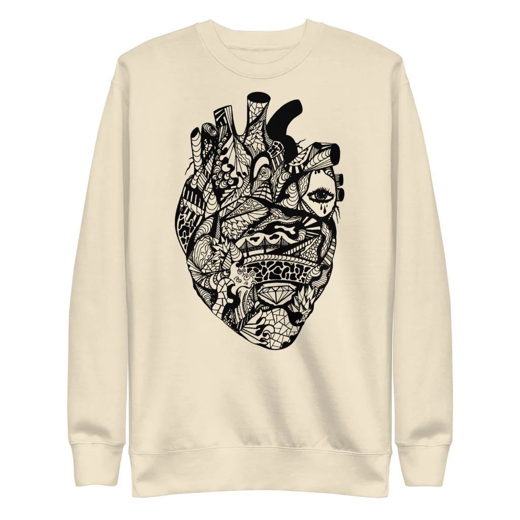 Line Art Heart Sweatshirt - Transparent Heart Drawing