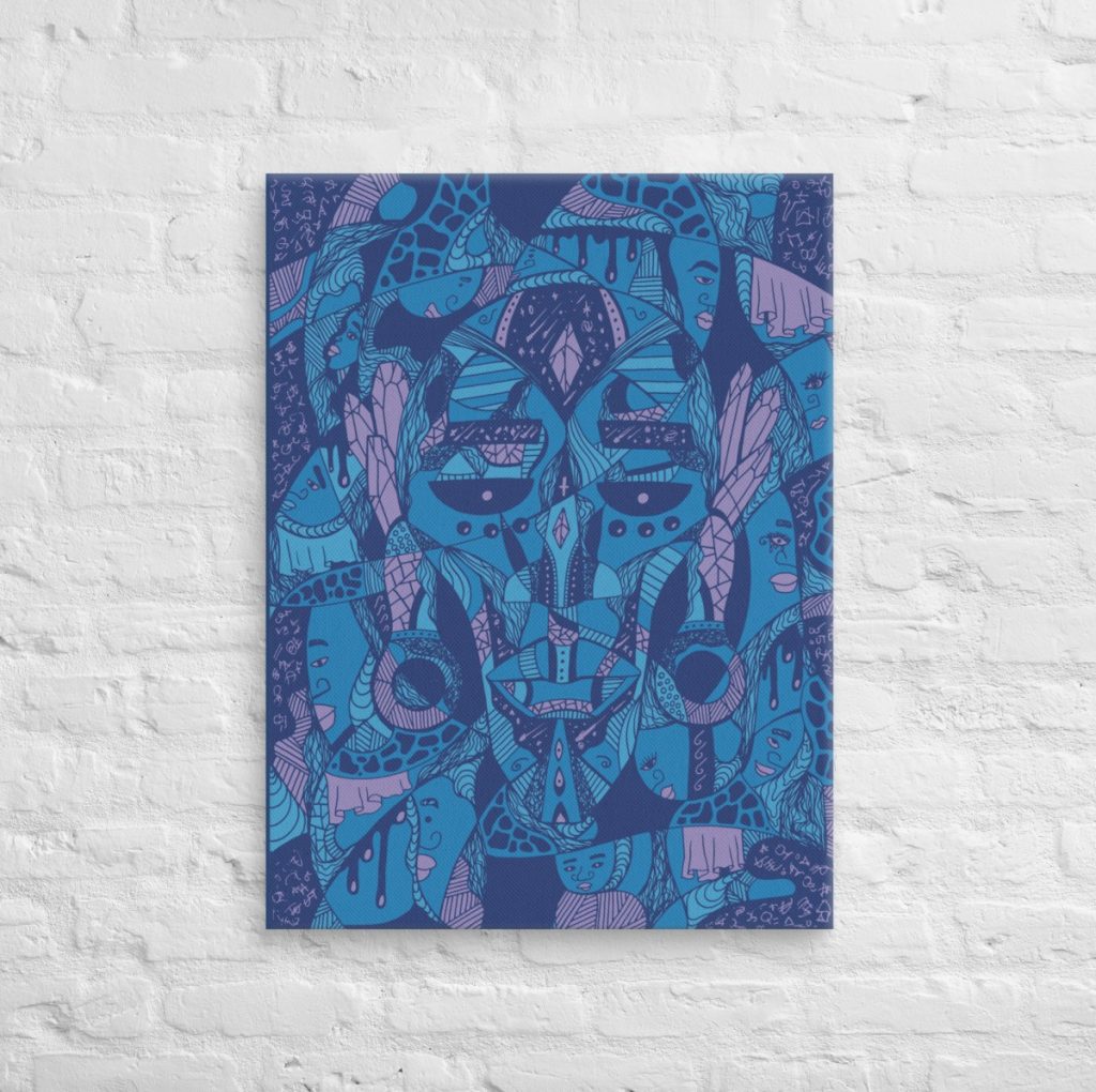Afrocentric living room wall art featuring Atok and 12 chiefs on dramatic canvas print