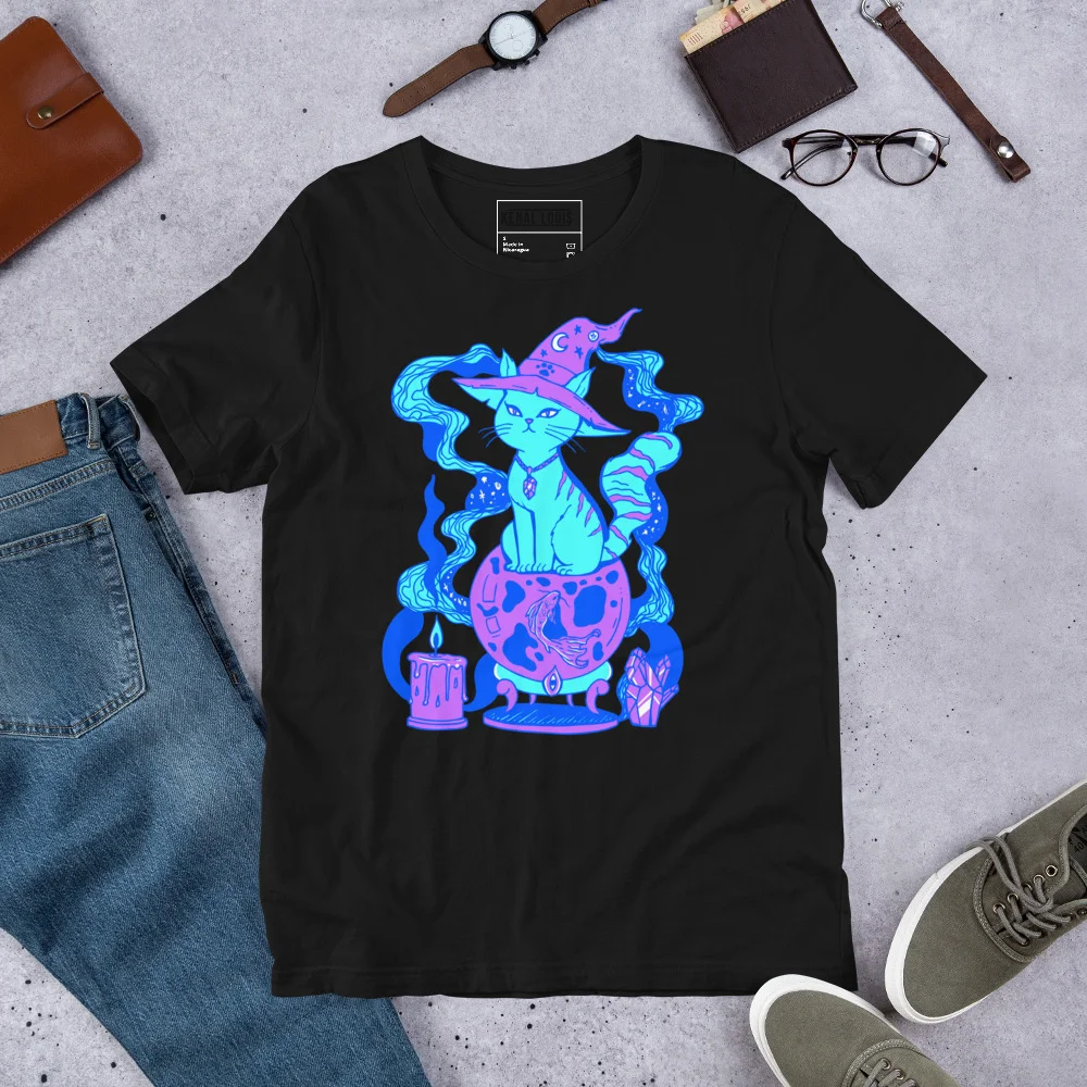 Magical Cat of Fortune T-Shirt - Blue Cat Graphic Tee