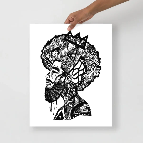 Afrocentric art print of a melancholic male figure on matte museum-quality paper