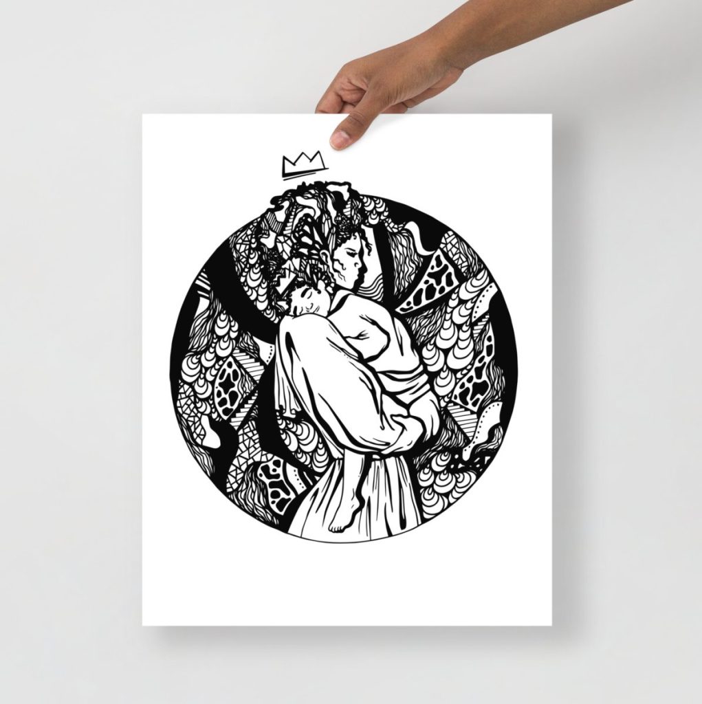Tender embrace captured in mom hold me mother and child wall art