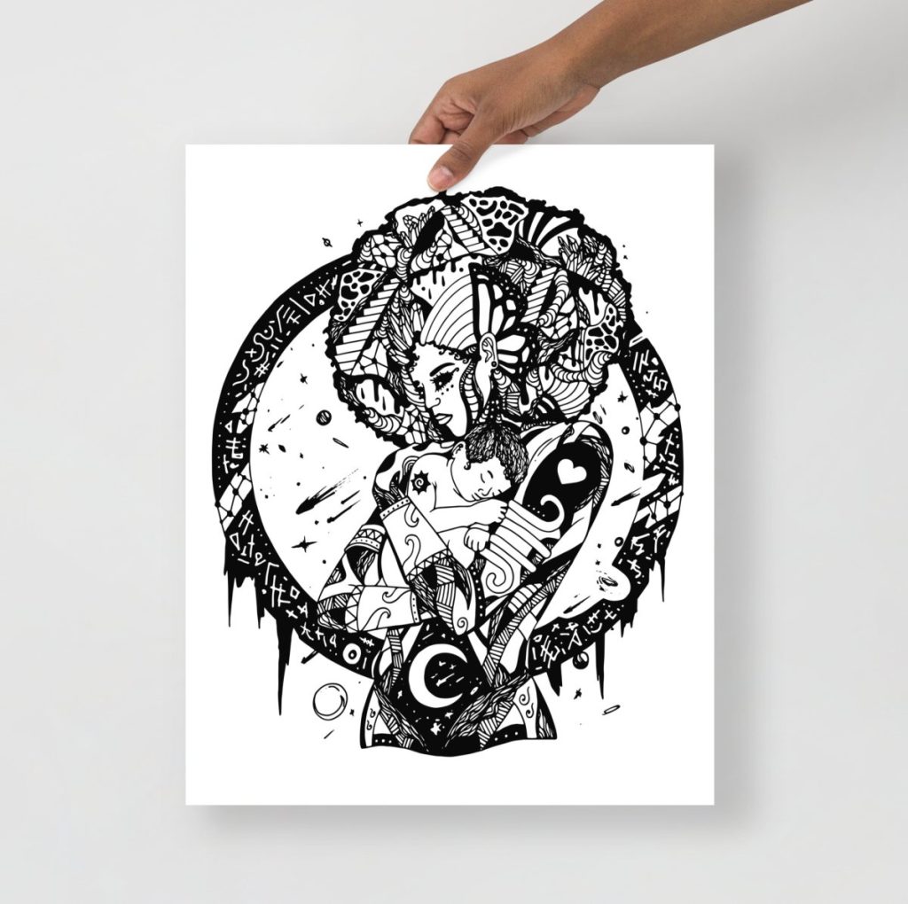 Heartfelt mother and child art print making a thoughtful mom birthday gift