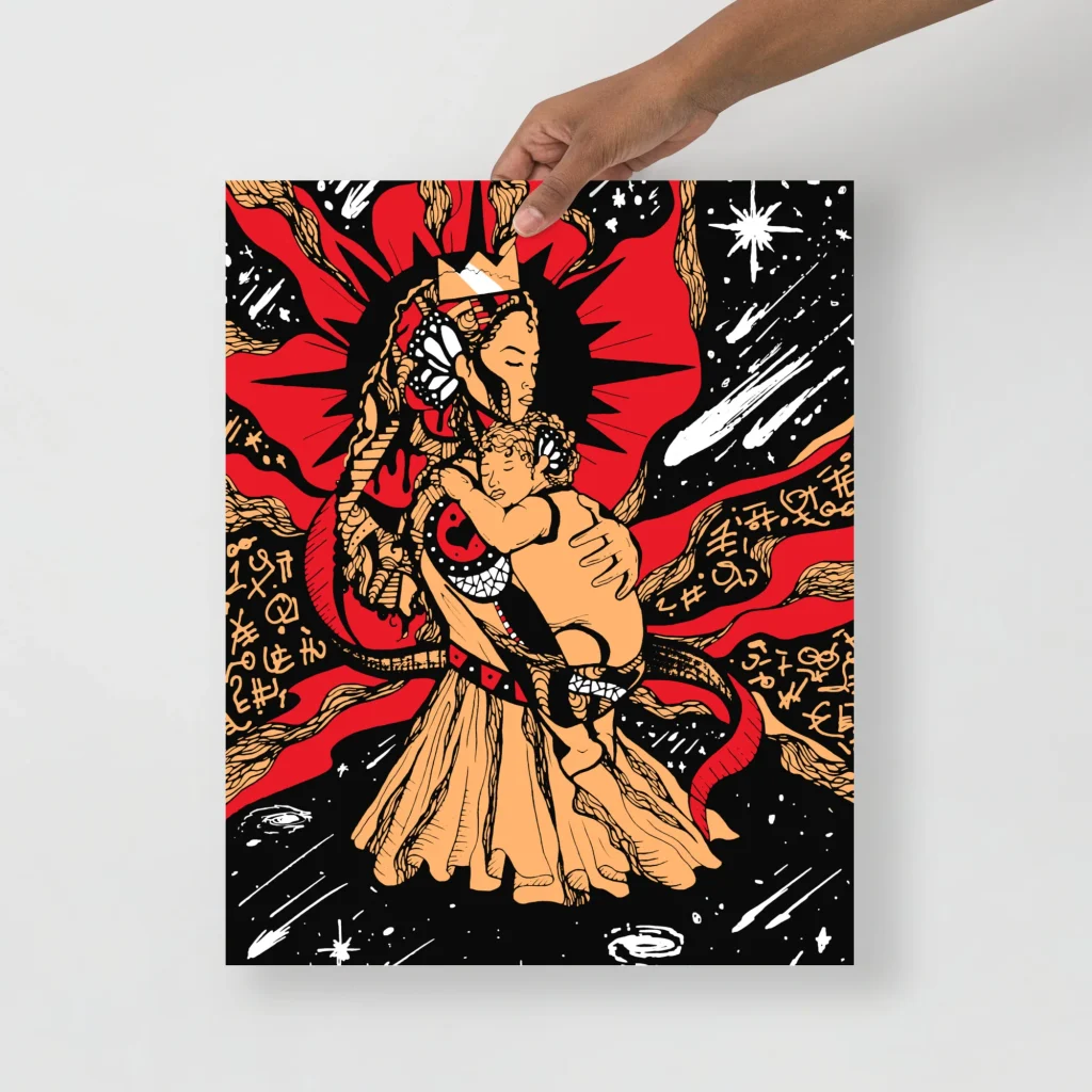 Mother of Moon Art Print, Royal Red Mom Wall Art