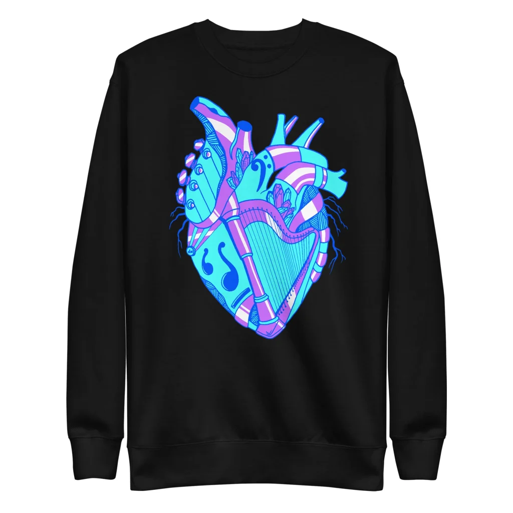 Musical Heart Graphic Sweatshirt in Blue Heart Art