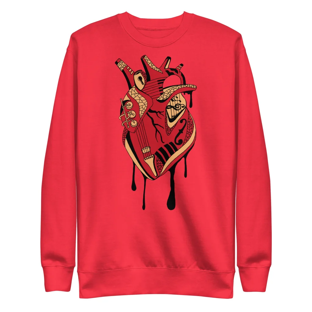 Musical Heart Sweatshirt - Red and Cream Crewneck