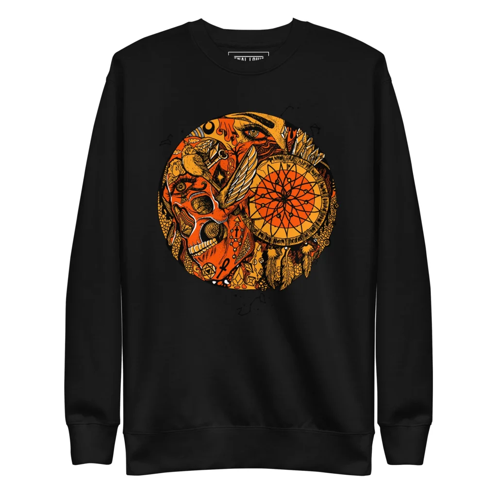 Mystical Skull Sweatshirt | Gothic Orange & Black Pullover