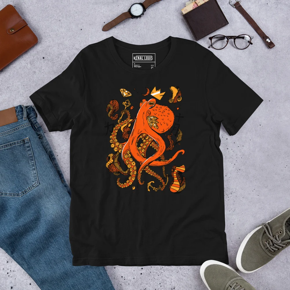 Mystical Octopus T-Shirt | Orange and Black Ocean Tee