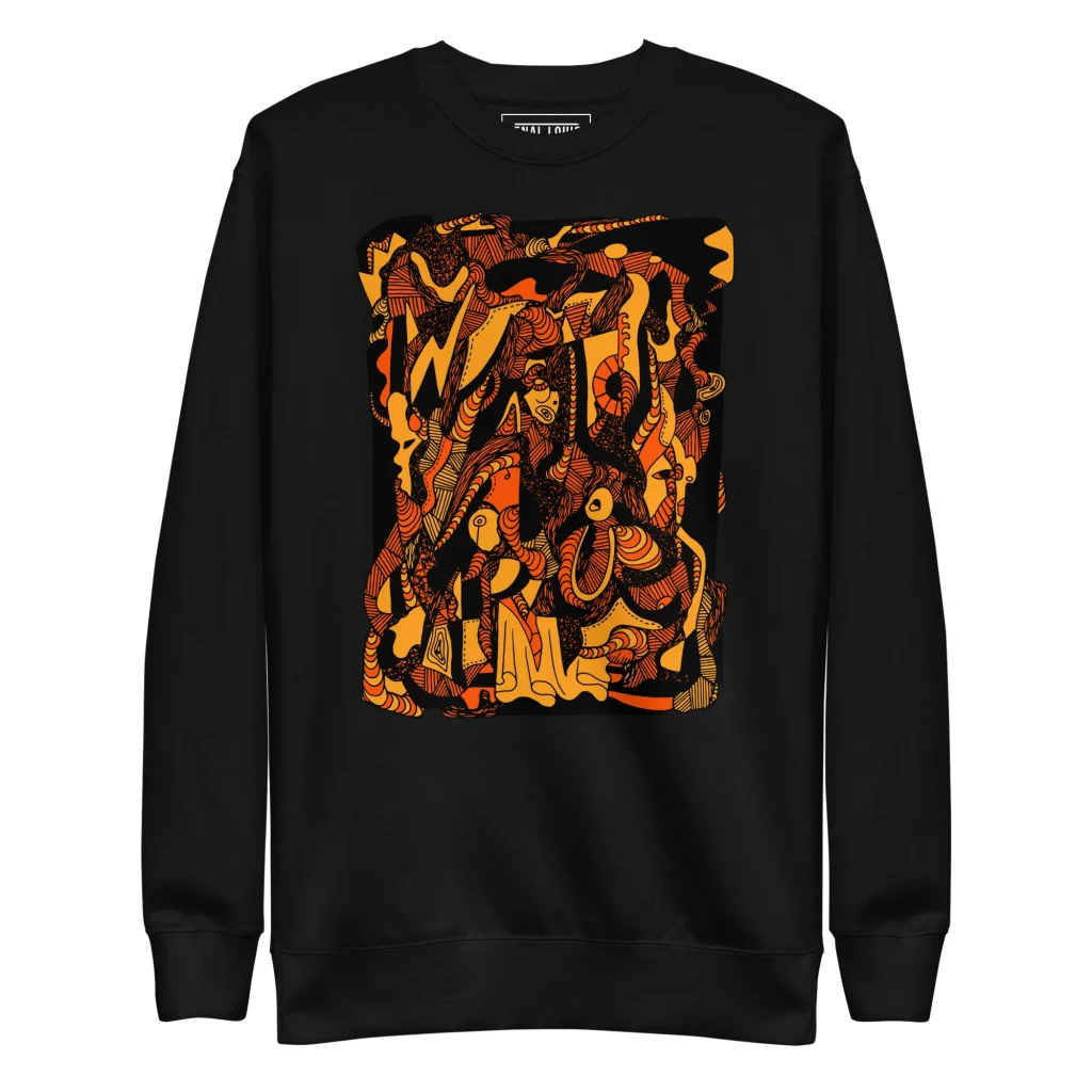 Orange & Black Abstract Sweatshirt - Wave of Thoughts