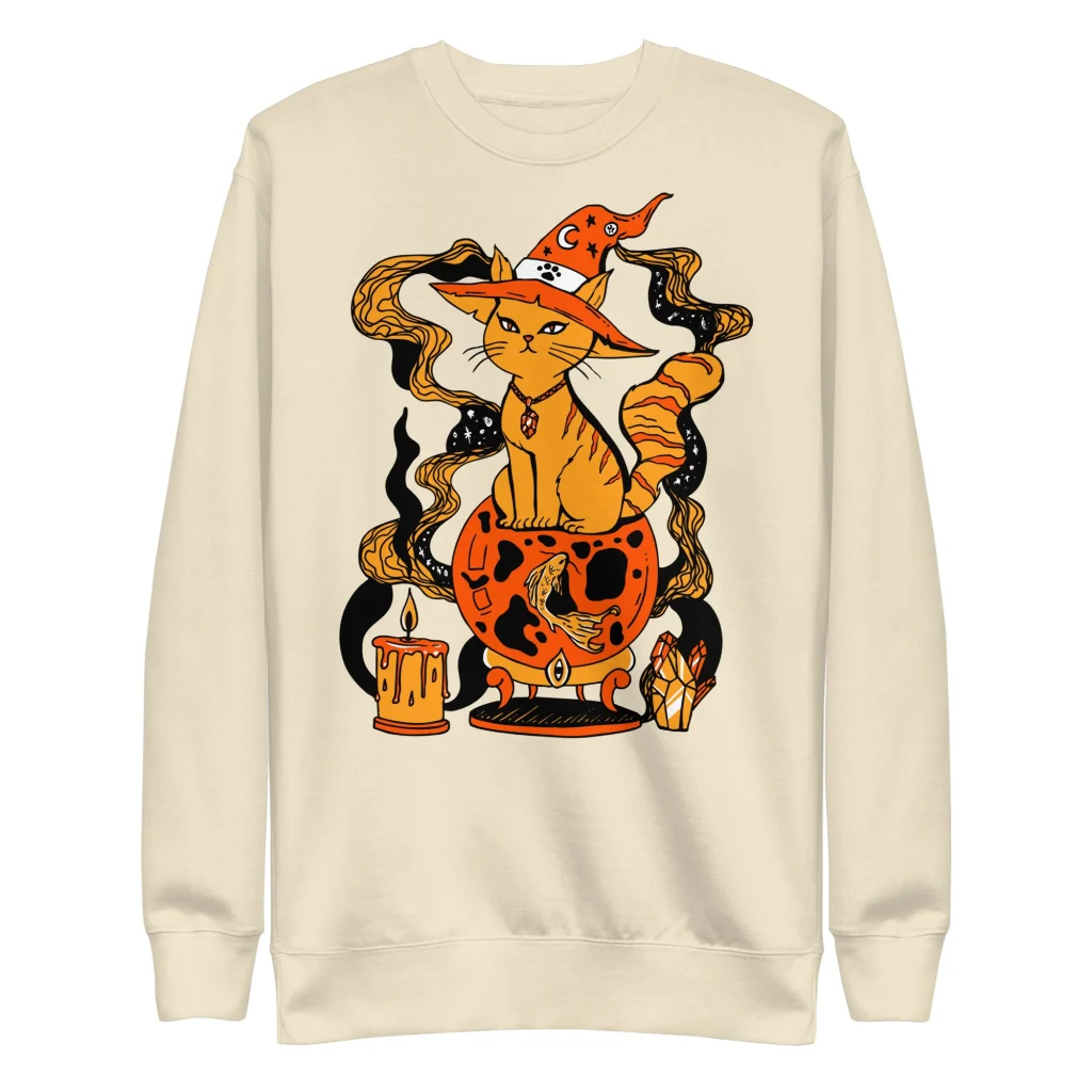Orange Cat Sweatshirt - Magical Cat of Fortune Cat Mom