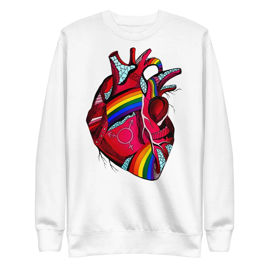 Pride Heart Sweatshirt - Crew Neck Fleece Pullover