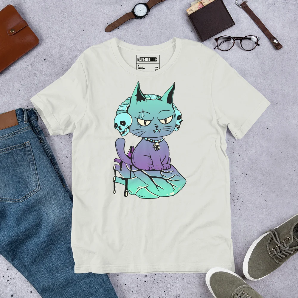 Wicked Cat on a Heart Purple Cat T-Shirt