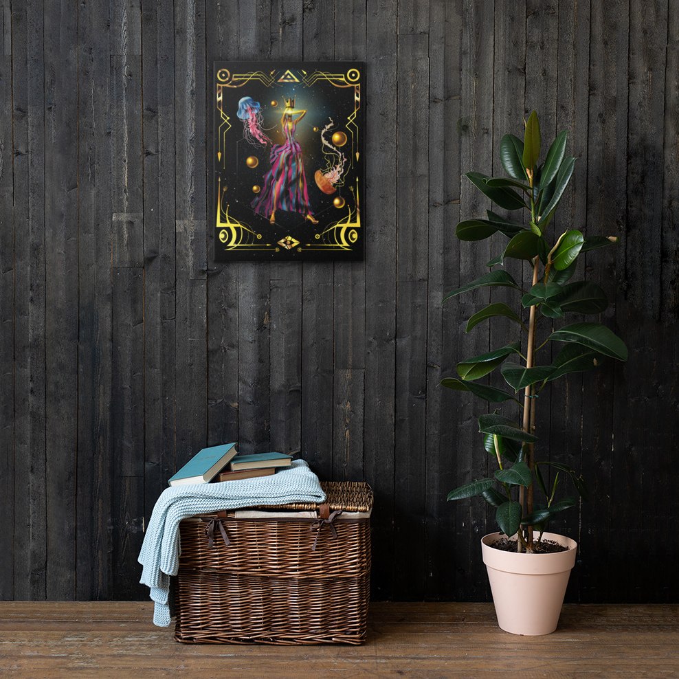 Couture illustration canvas featuring queen and goddess art with elegant fashion design