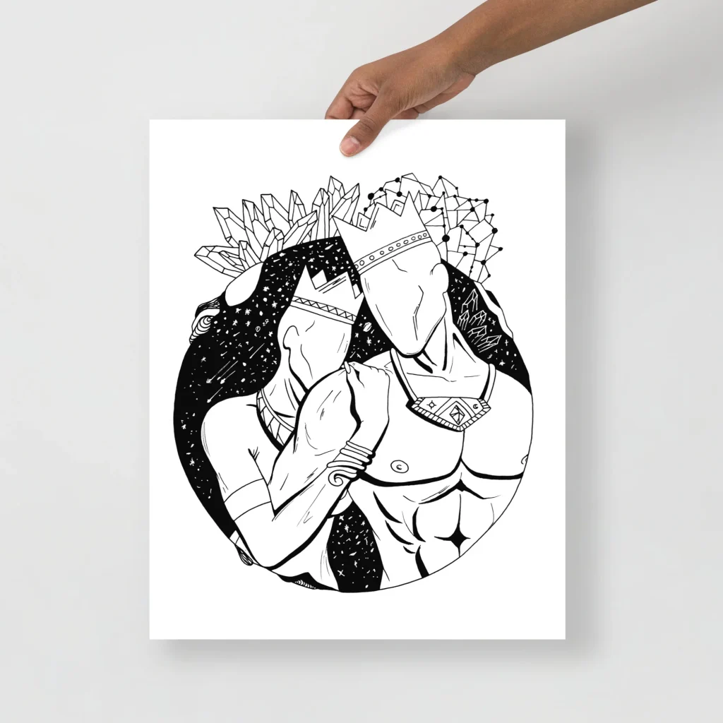King and Queen of the Stars Romantic Couple Wall Art Print