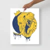 Royal crowned elephant art print, original illustration by Kenal Louis printed on thick matte paper, available in multiple sizes