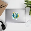 Royal elephant sticker with crown illustration by Kenal Louis, printed on durable high-opacity adhesive vinyl in three sizes