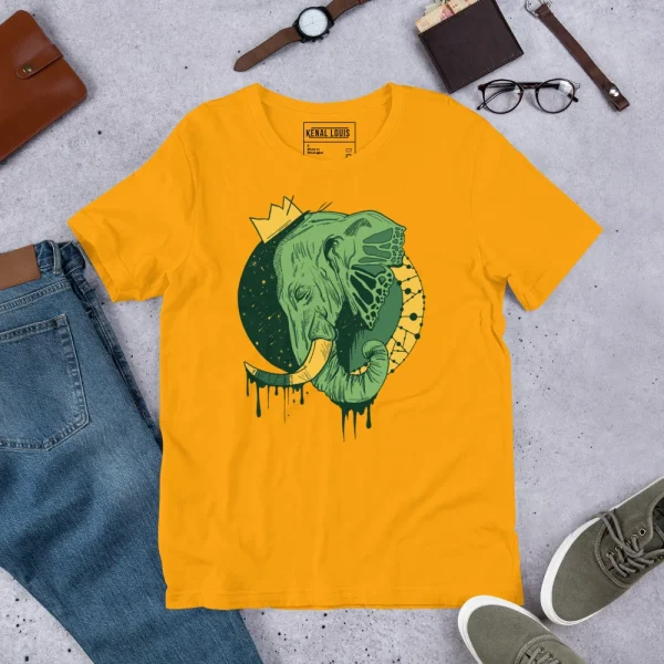 Elephant sticker featuring a hand-drawn crowned royal elephant illustration by Kenal Louis in multiple color options