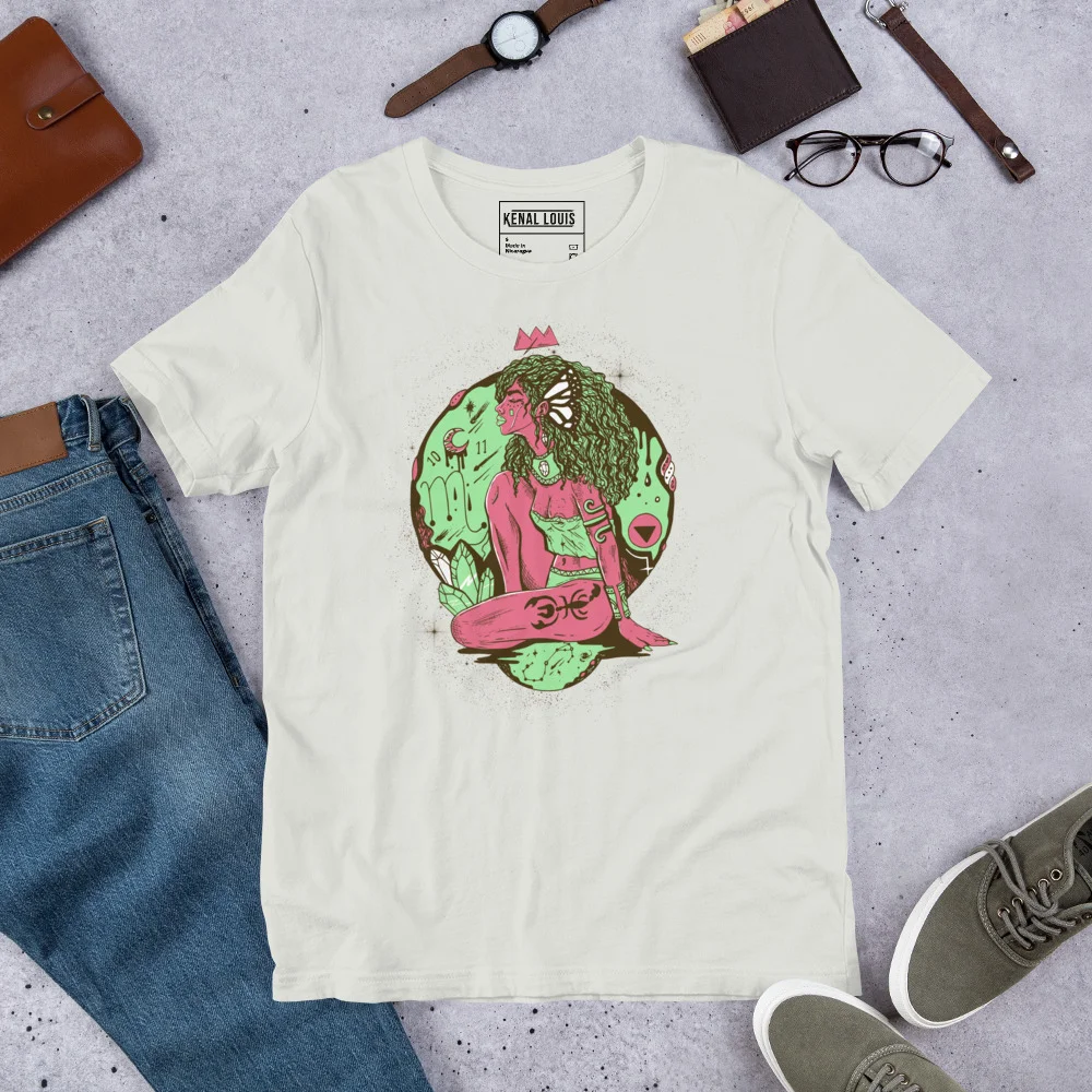 Scorpio Goddess Shirt for Women, Pink and Green Zodiac Tee