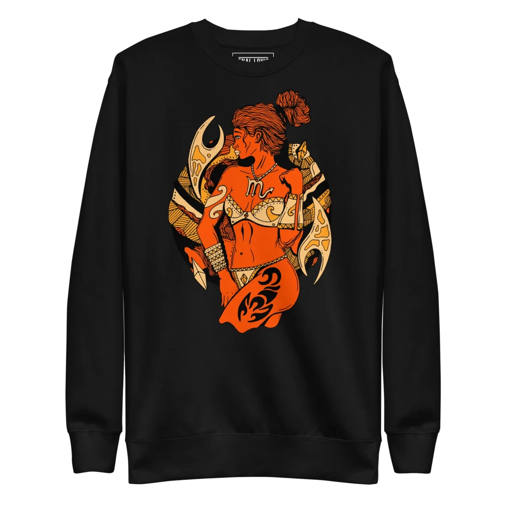 Scorpio Warrior Woman Orange & Black Sweatshirt