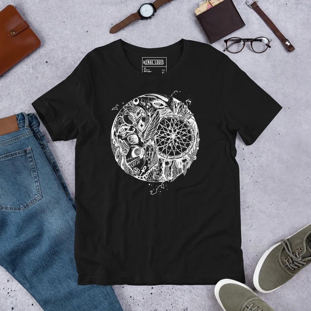 Skull and Dreamcatcher T-Shirt Line Art Graphic Tee