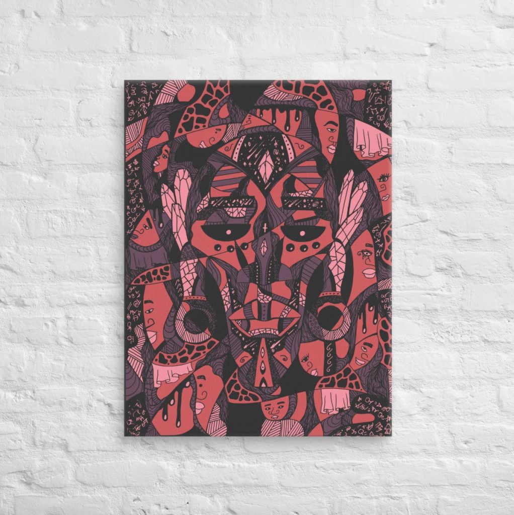 Bold statement canvas pieces featuring Atok surrounded by twelve African tribe chiefs masks