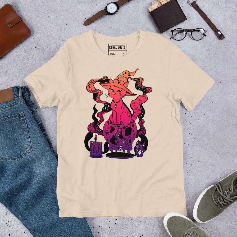 Sunset Cat T-Shirt - Magical Cat of Fortune Tee