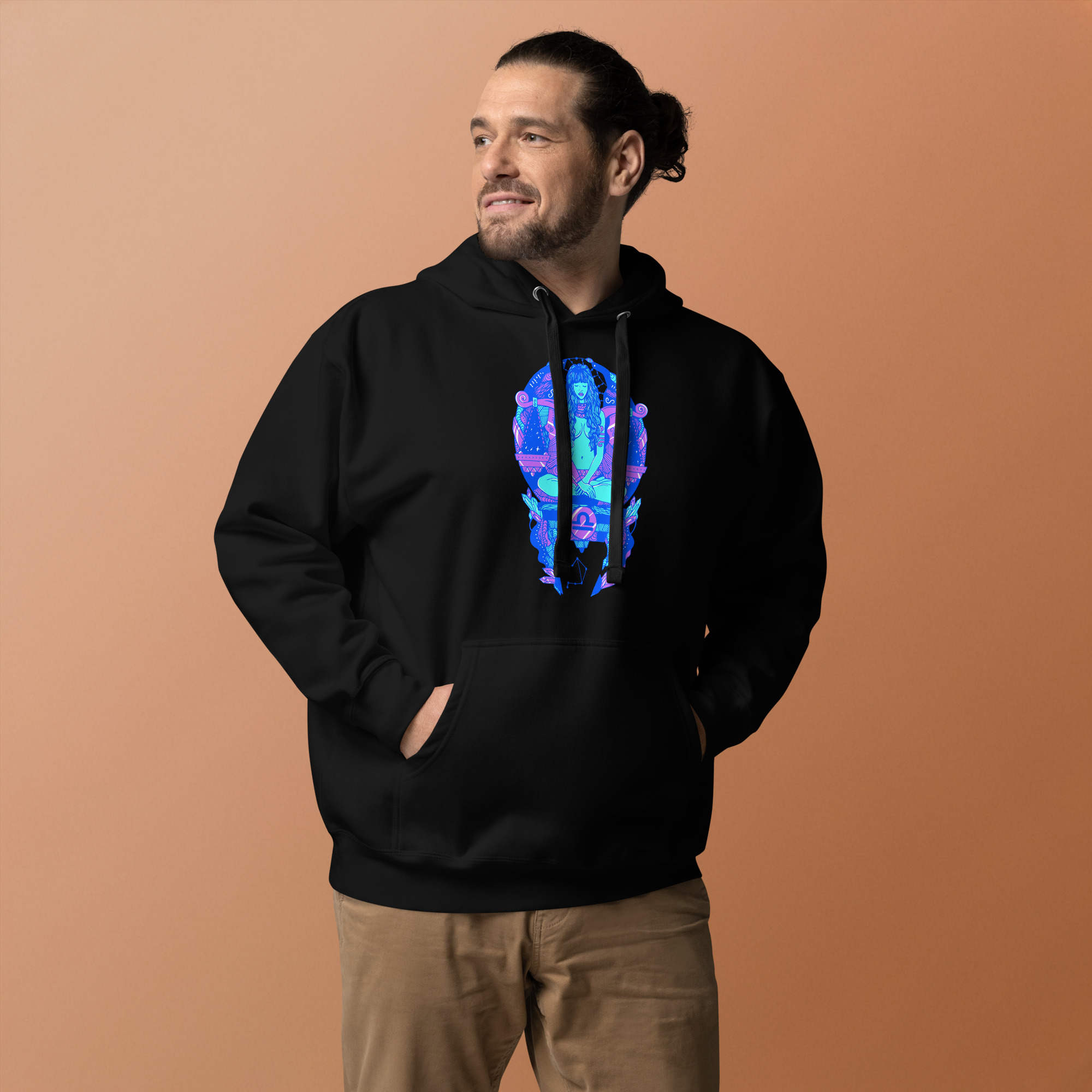 Blue Libra Beauty Zodiac Hoodie – Celestial Streetwear Pull - Image 2