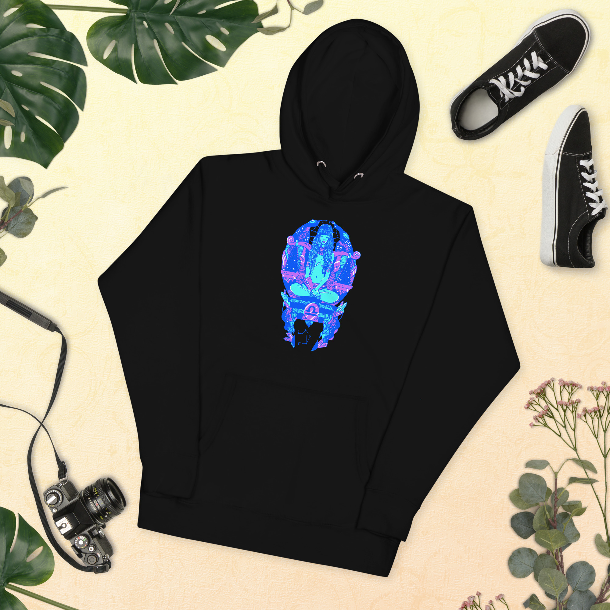 Blue Libra Beauty Zodiac Hoodie – Celestial Streetwear Pull - Image 4