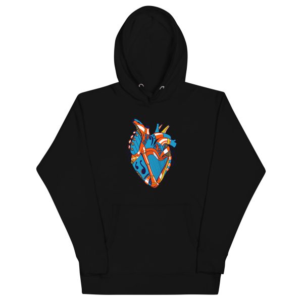 Orange and Blue Musical Heart No. 2 - Human Heart Hoodie