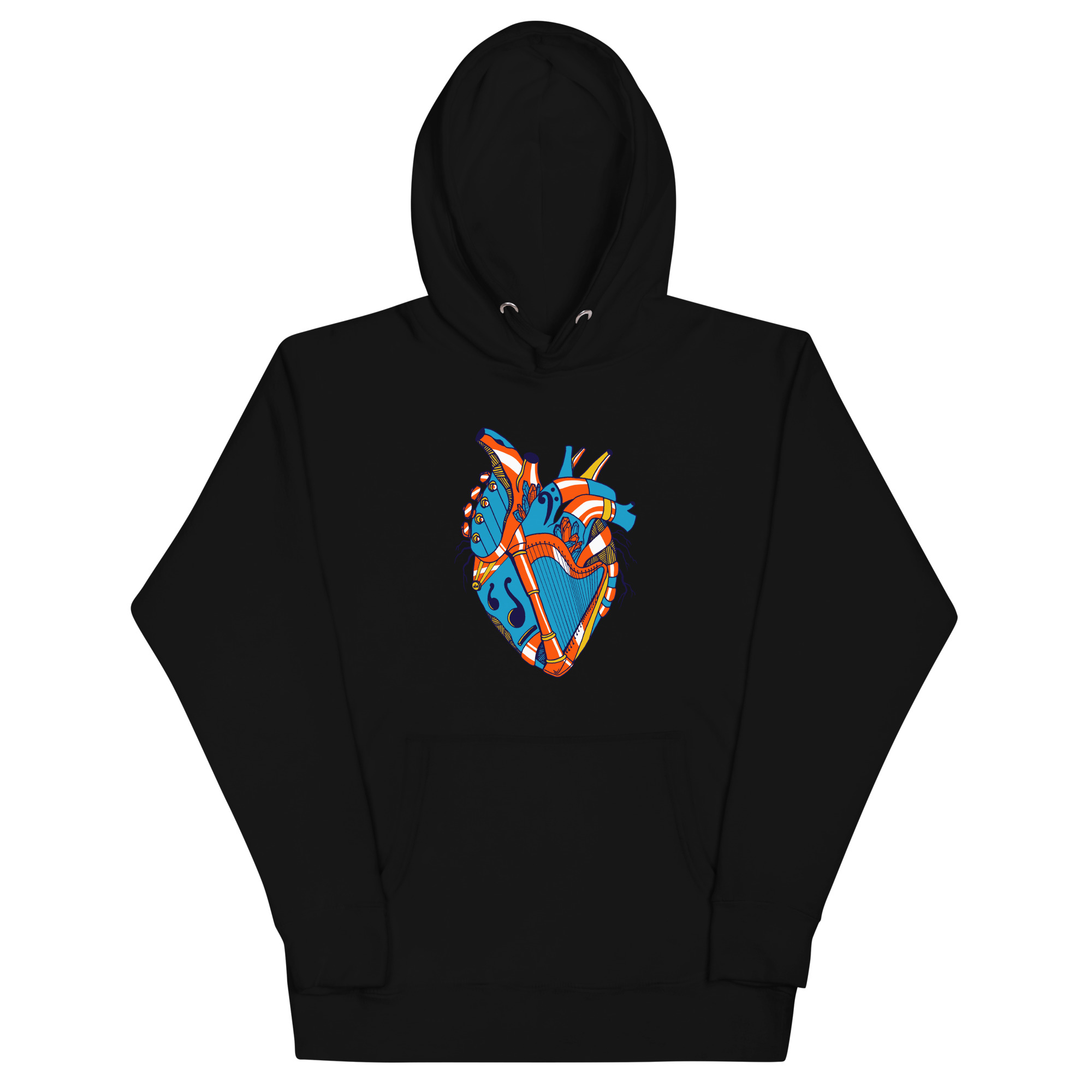 Orange and Blue Musical Heart No. 2 - Human Heart Hoodie