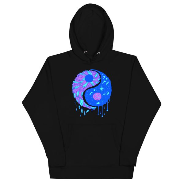 Blue Yin Yang Crystals and Night Sky - Yin Yang Hoodie