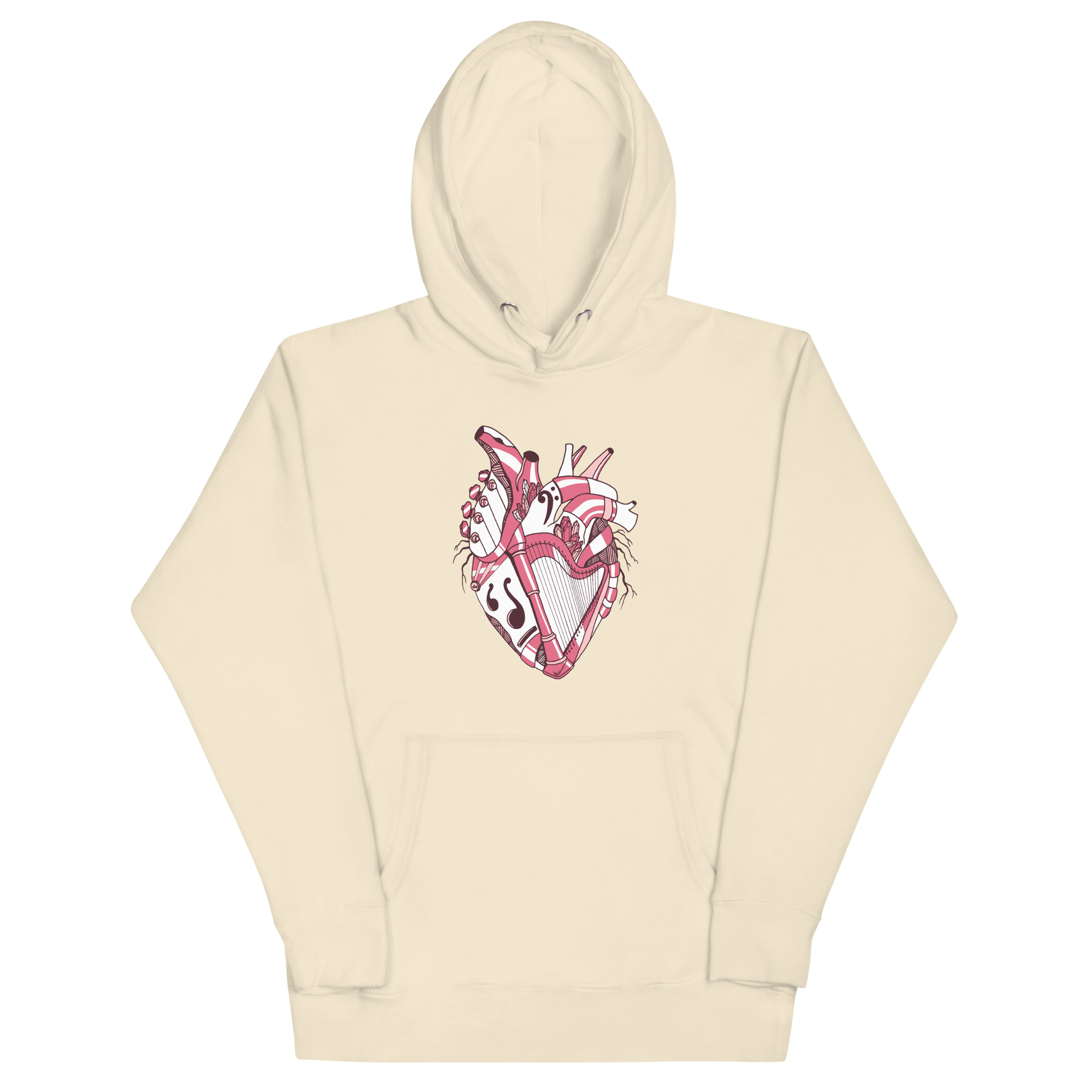 Pink and White Musical Heart No. 2 - Human Heart Hoodie