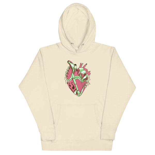 Pink and Green Musical Heart No. 2 - Human Heart Hoodie