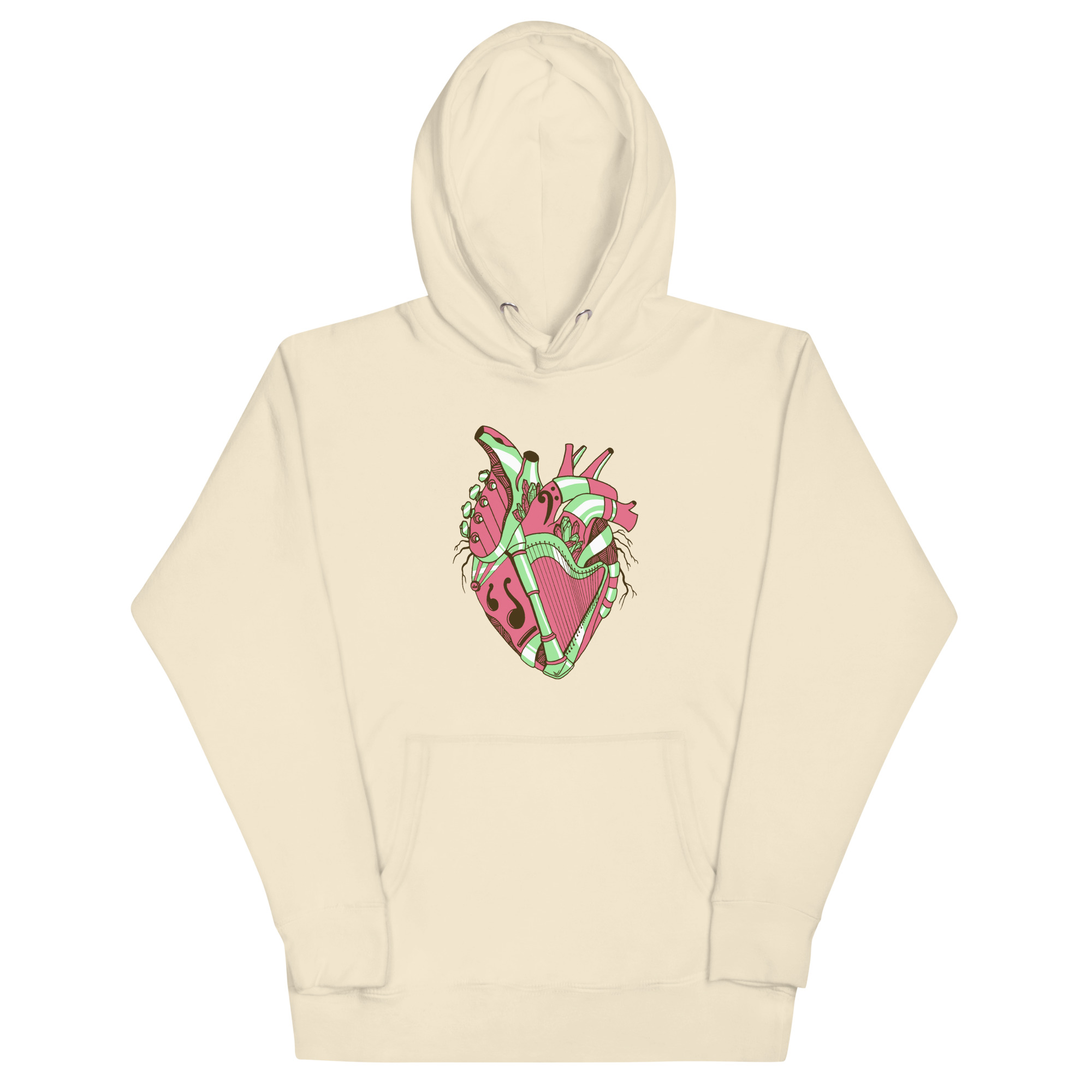 Pink and Green Musical Heart No. 2 - Human Heart Hoodie