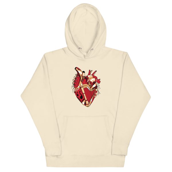 Cream and Red Musical Heart No. 2 - Human Heart Hoodie