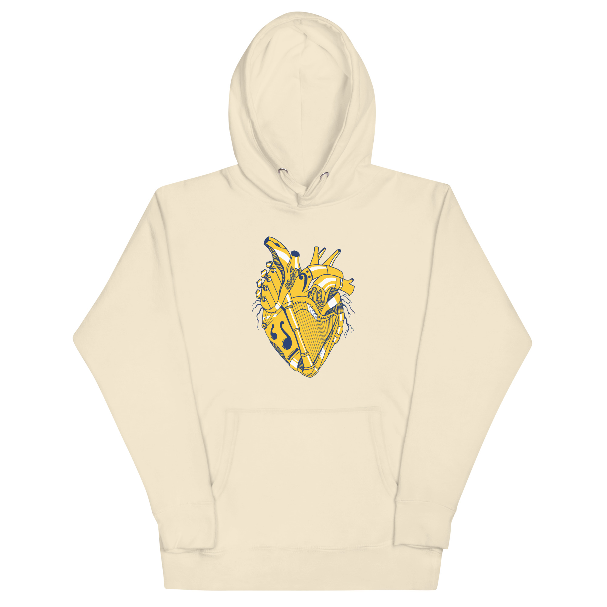 Navy Yellow Musical Heart No. 2 - Human Heart Hoodie