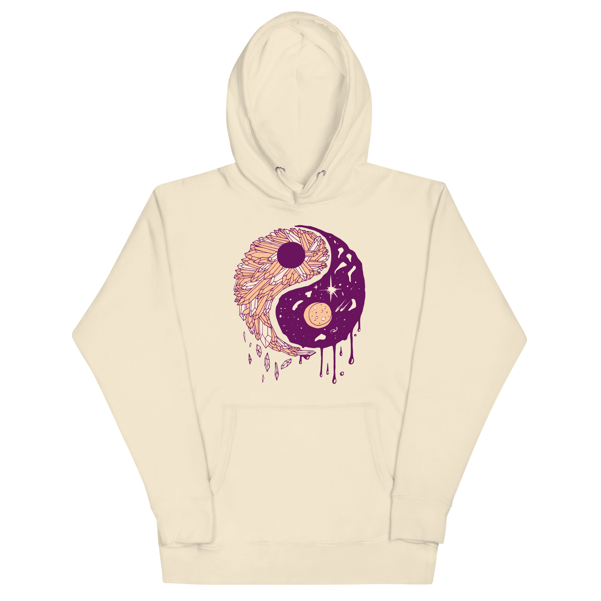 Peach Yin Yang Crystals and Night Sky - Yin Yang Hoodie
