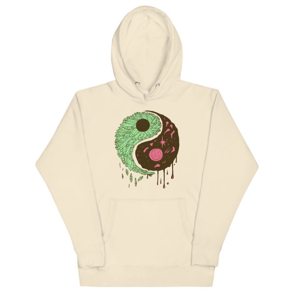 Pink and Green Yin Yang Crystals and Night Sky - Yin Yang Hoodie