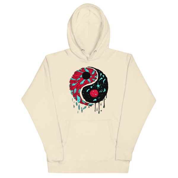Turquoise Red Yang Crystals and Night Sky - Yin Yang Hoodie