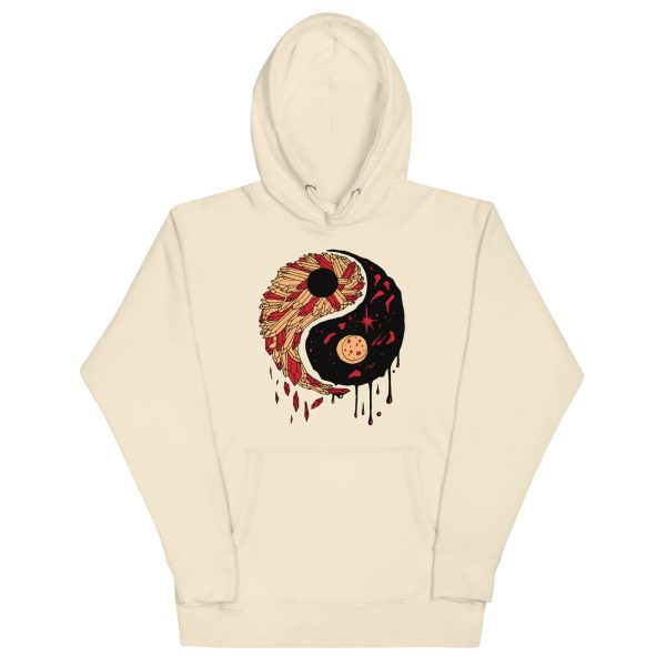 Cream and Red Yin Yang Crystals and Night Sky - Yin Yang Hoodie