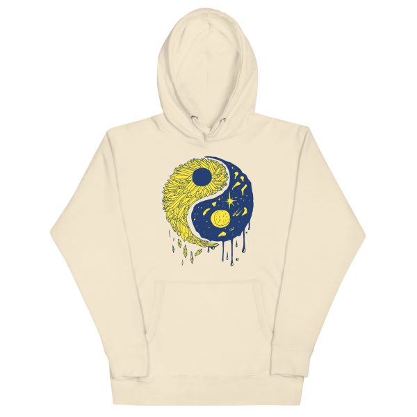 Navy Yellow Yin Yang Crystals and Night Sky - Yin Yang Hoodie