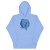 Elephant hoodie with a royal crown illustration drawing, soft streetwear pullover with front pouch pocket in multiple colorways