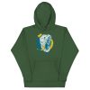 Elephant hoodie with a hand-drawn crowned elephant illustration by Kenal Louis, available in black, green, maroon, purple, and royal blue