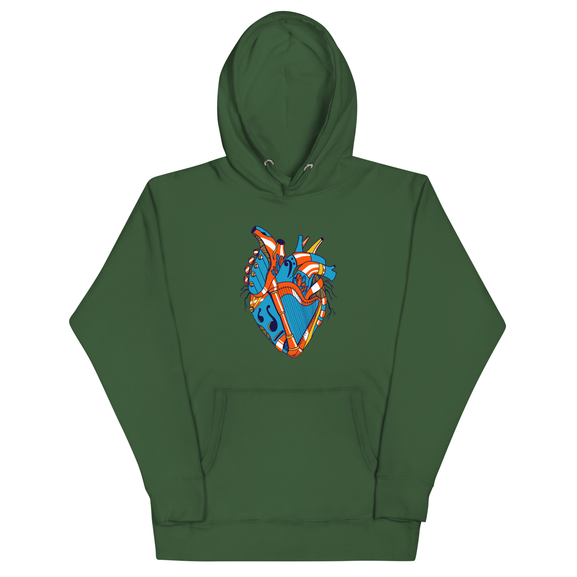 Orange and Blue Musical Heart No. 2 - Human Heart Hoodie - Image 8