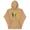 Royal elephant hoodie with a crowned elephant crown illustration drawing, shown in multiple colorways including bone, pink, and sky blue